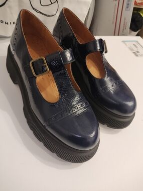 Classic Chie Mihara Mary Jane Platform Shoes - Navy 11-11.5
